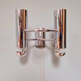 Double wall light in chromed metal, G. SCOLARI, 70s