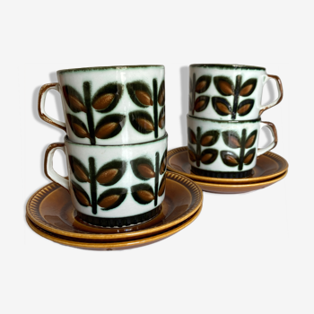 Set de 4 tasses déjeuners Rambouillet 1960 de Boch Belgium