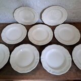Set of 9 Sarguemines ivory soup plates