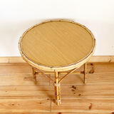 Table basse vintage en rotin