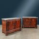 Restored antique buffets in chestnut, mahogany, and marble, 19th century.
