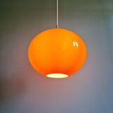 Large Space Age pendant light in orange opaline, 1960s-70s