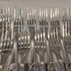 12 silver-plated metal table forks by Ercuis silversmiths, Mousseline pattern