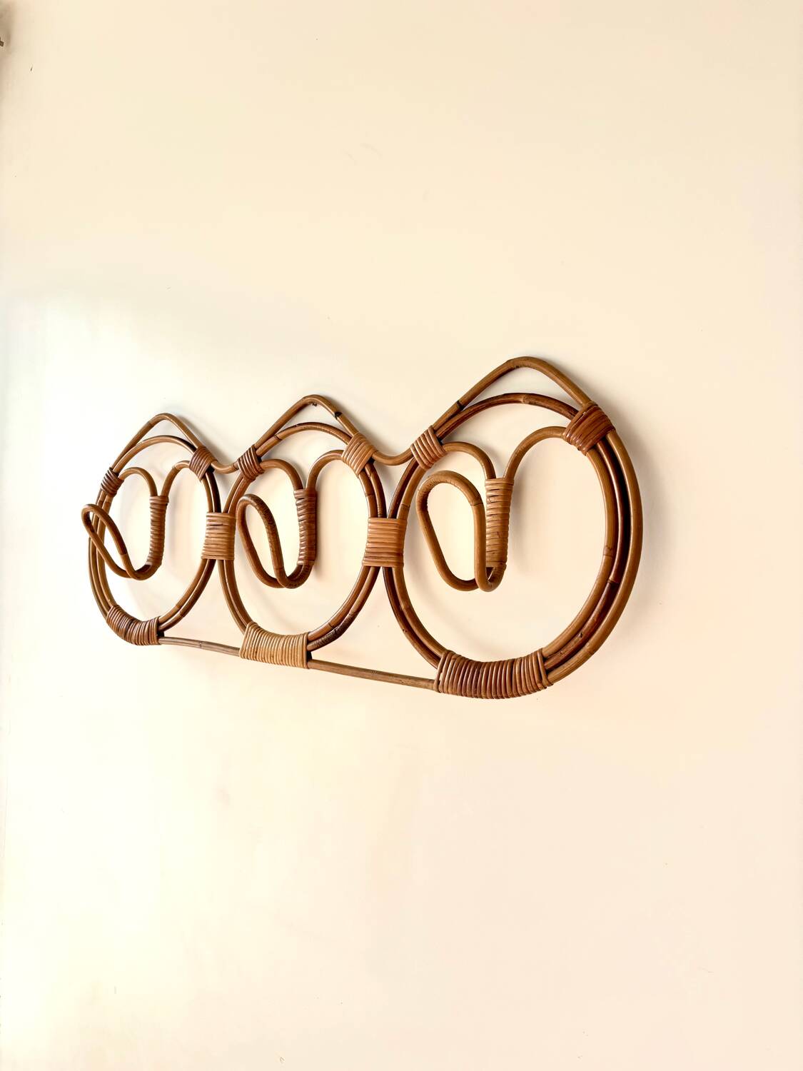 Wall-mounted rattan coat rack by Franco Albini, 1960