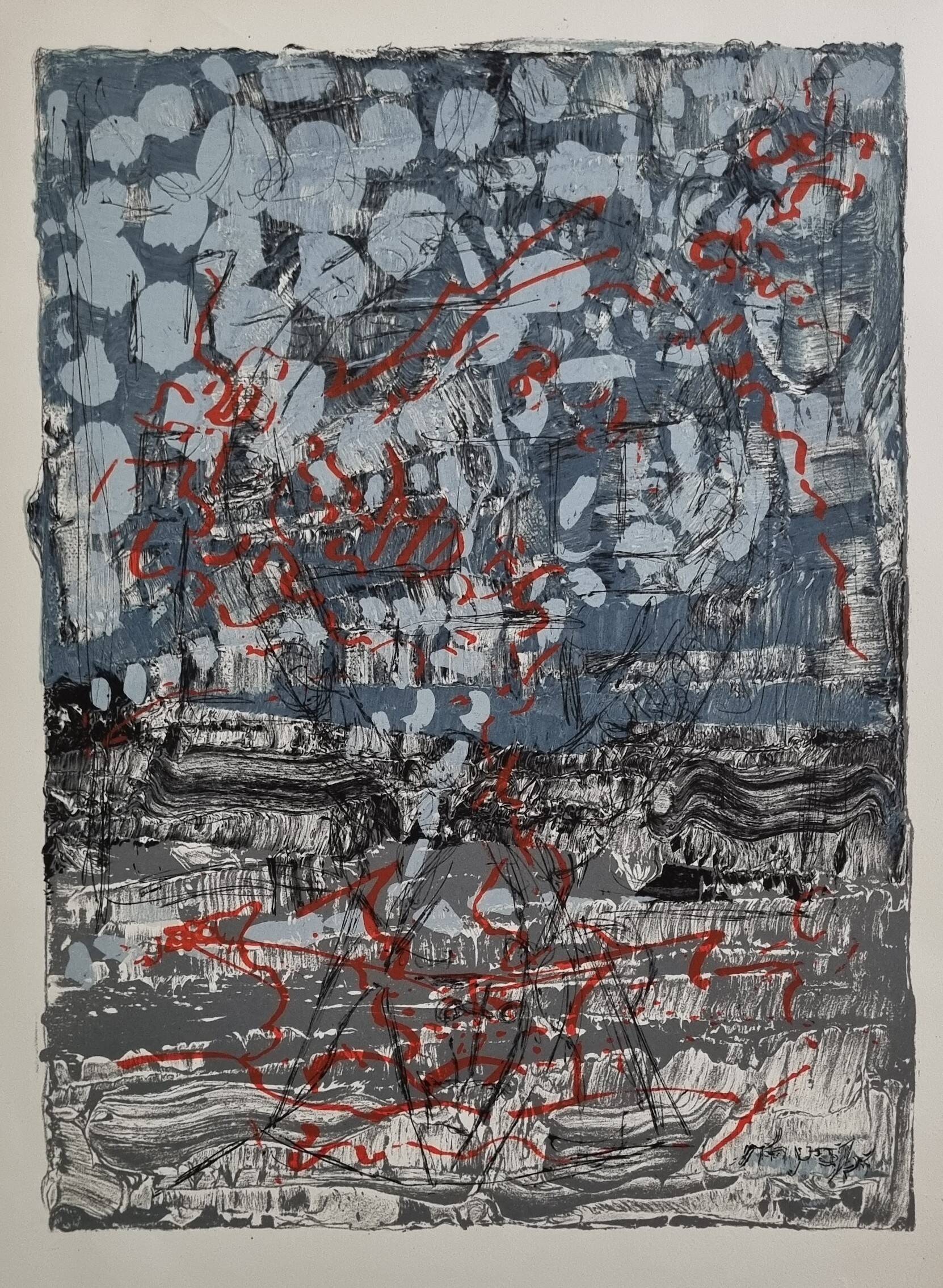 Jean-Paul Riopelle – Original lithograph – 1970 – Framed 42 x 52 cm