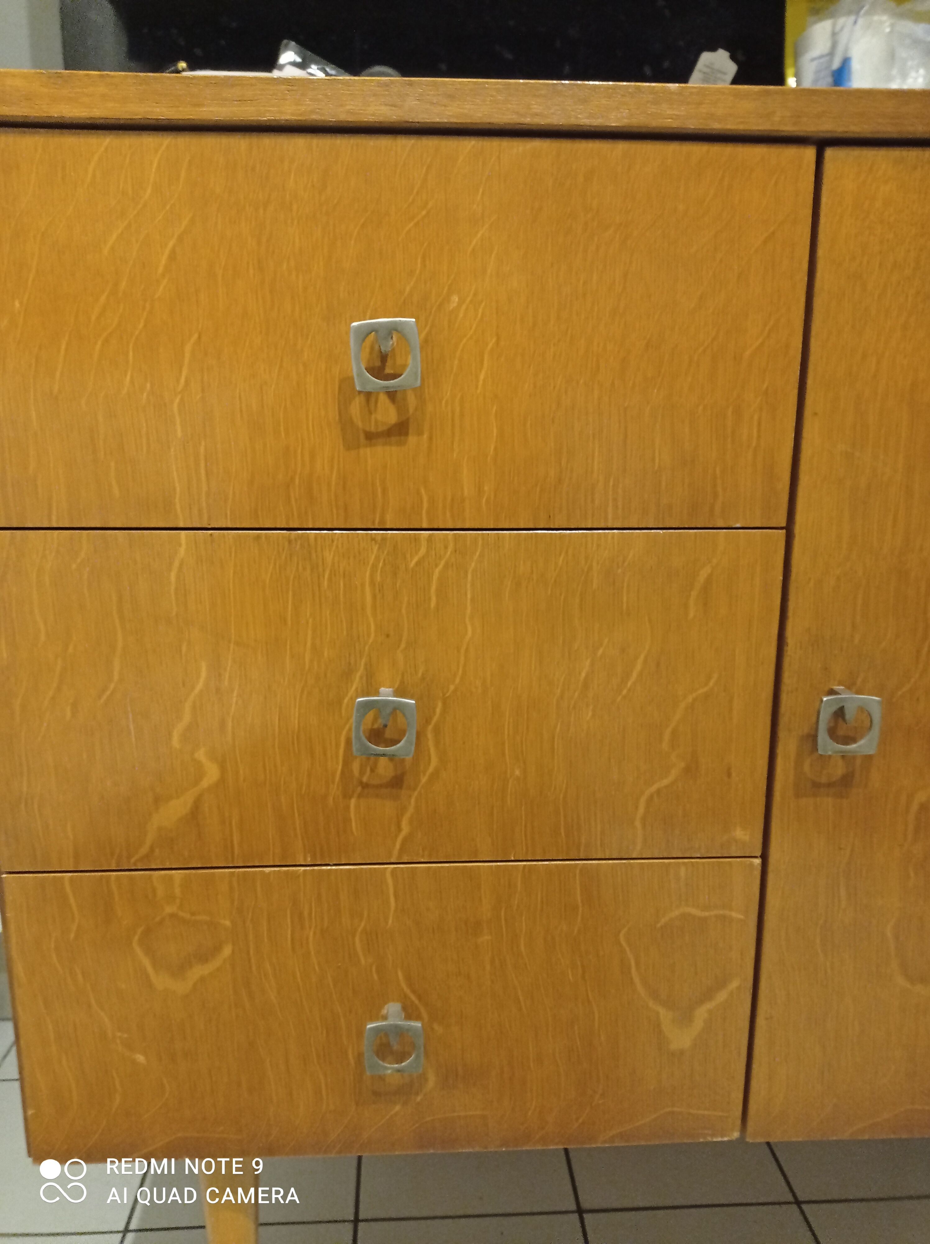 Old vintage Scandinavian chest of drawers 3 drawers and 1 compass foot holder