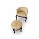 An antique Italian bar chair and a matching tufted vanity stool.