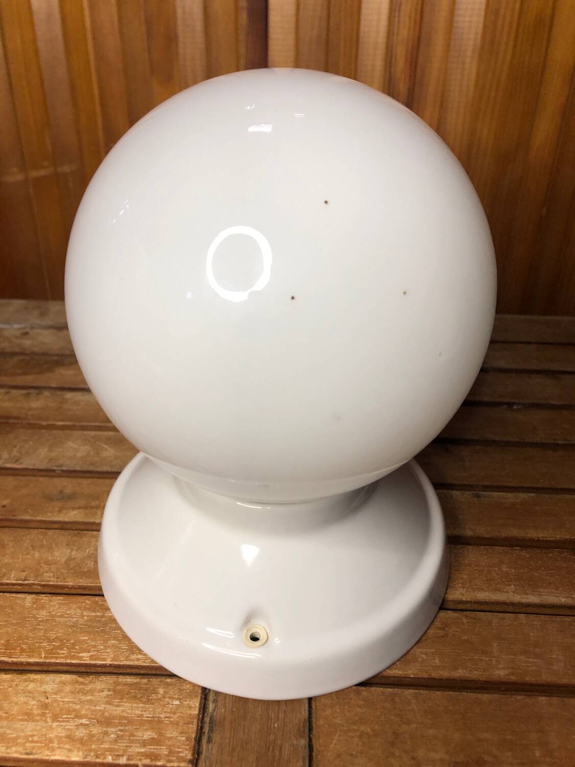 Old White Opaline Wall Lamp + Vintage Ceramic Support
