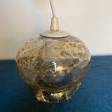 Blown glass pendant lamp with bubbles - 70s