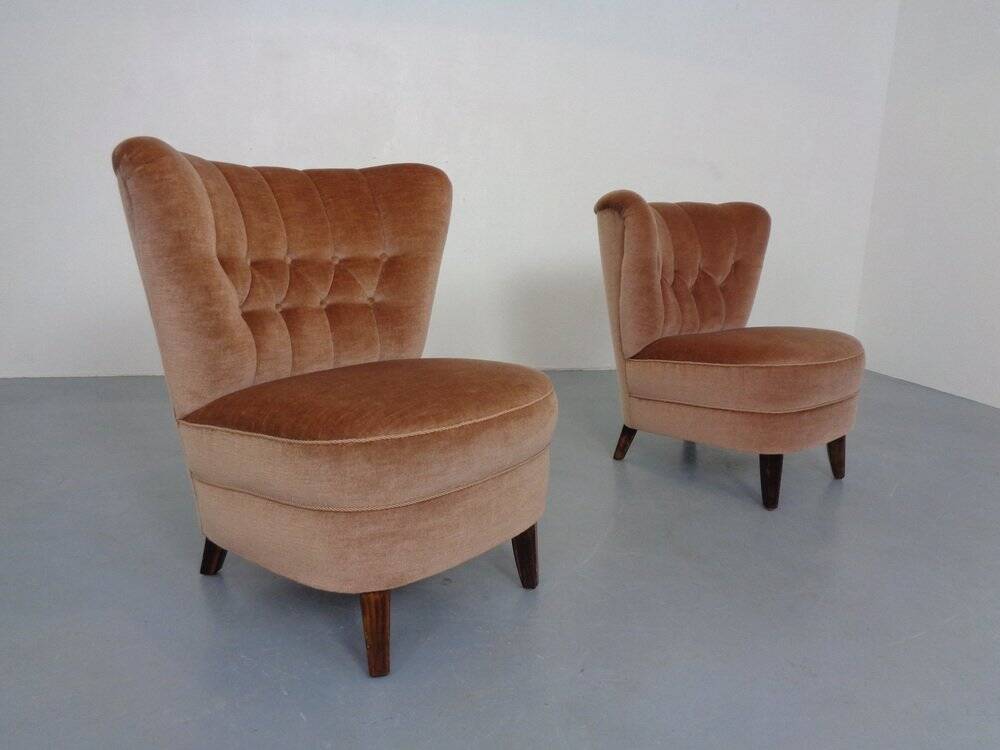 Mohair Club Chairs by Adolf Wrenger, Germany, 1950s, Set of 2