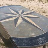 Oval campaign table with stolen solid wood
