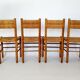 Set of 4 antique chairs, seats and mulched backrests