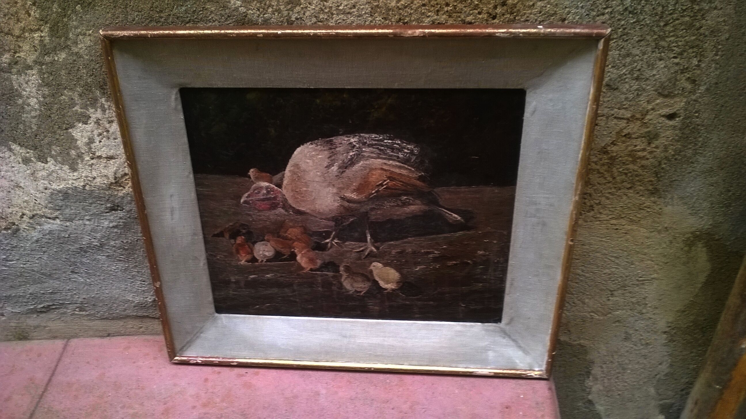 Painting "The guinea fowl and its chicks"