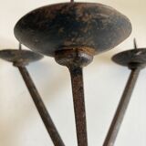 Brutalist beaten-iron campaign candlestick 1970