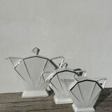 Art Deco teapot, 1930s, white and silver porcelain