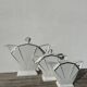 Art Deco teapot, 1930s, white and silver porcelain