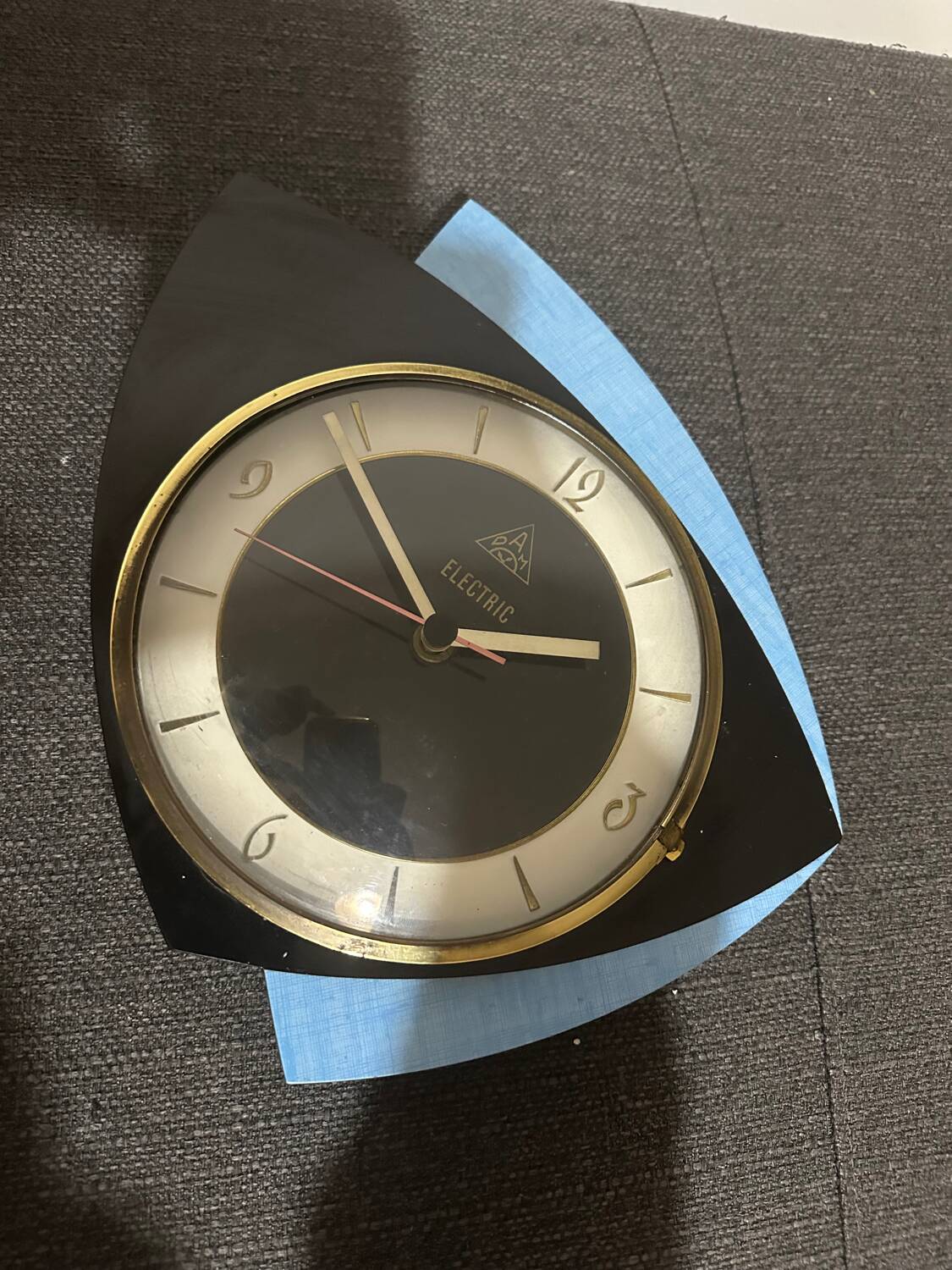 Formica vintage wall clock 70s DAM electic blue black