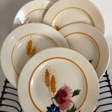 6 assiettes plates, Sarreguemines, modèle Cocorico
