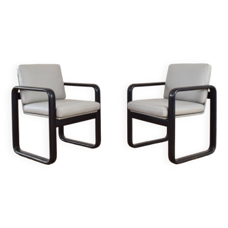 Mid-Century Leather Lounge Chairs by Burkhard Vogtherr for Rosenthal, 1970s, Set of 2