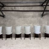 Set of 6 Baumann Essor model chairs in white imitation leather