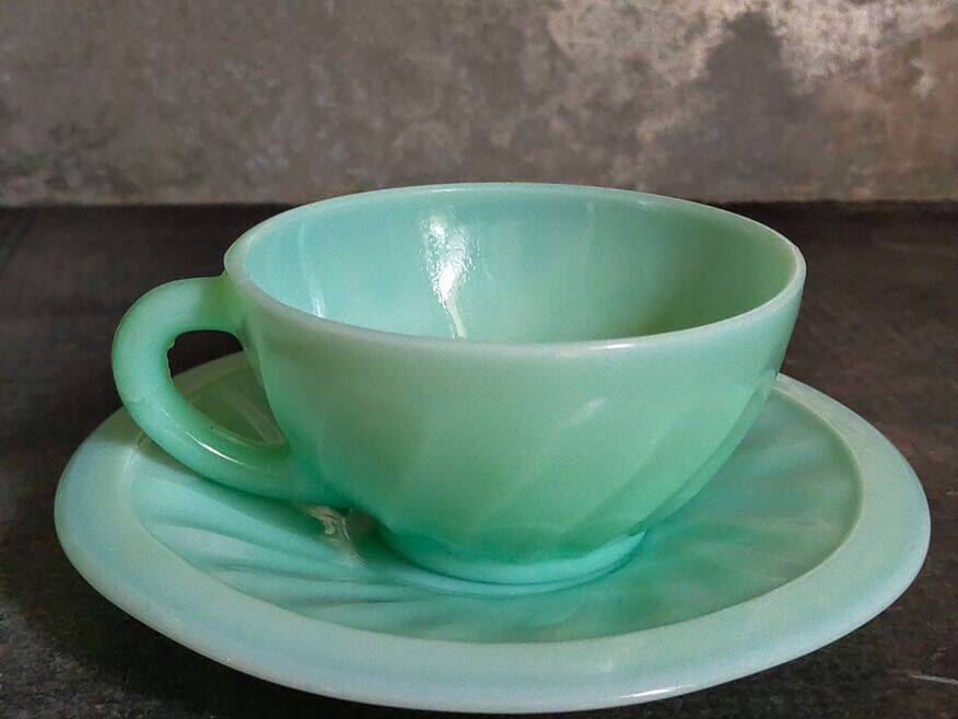 Six opaline cups