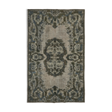 Handwoven overdyed turkish 1970s 190 cm x 302 cm grey carpet