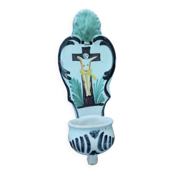 19th century faience benitier