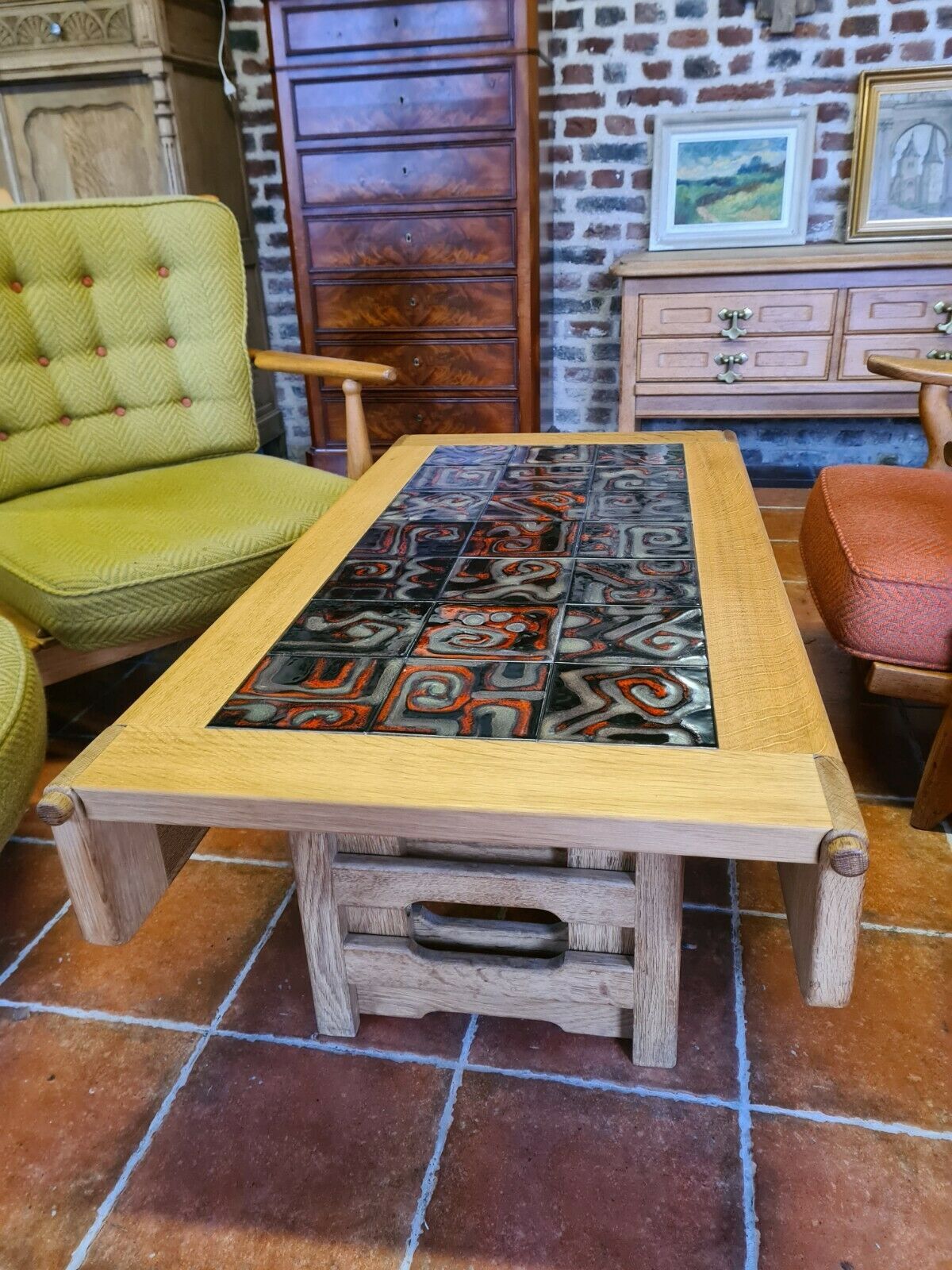 vintage modular table in oak GILLERME and CHAMBRON