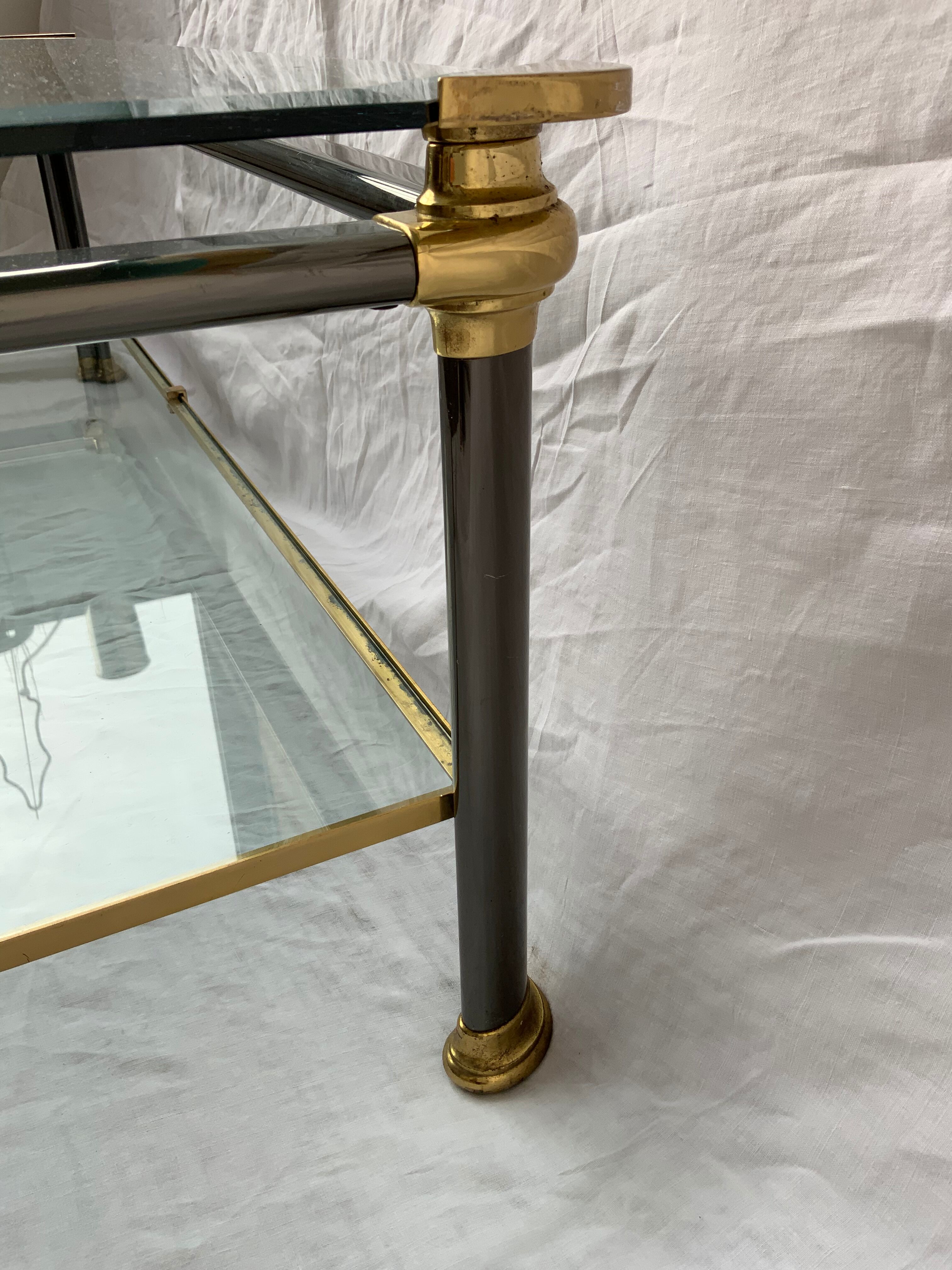 Glass and brass coffee table