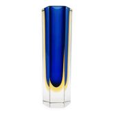 Vase Luigi Mandruzzato Murano Sommerso Hexagonal - Cobalt Blue & Amber