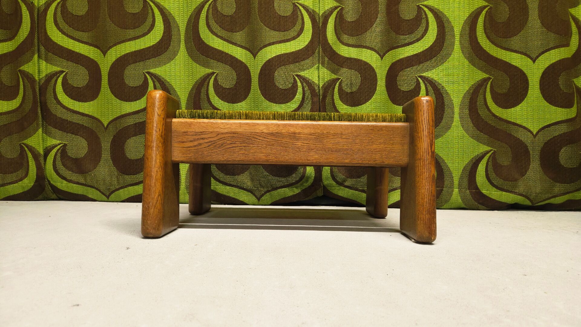 Brutalist oak footstool coffee table - 1970s