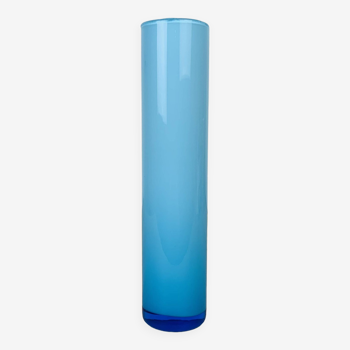 Scandinavian scroll vase blue glass