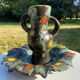 Vase and dish poet laval 1950/60 free form signed yvonne