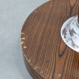 Porte-manteau italien en fer, plastique chromé et base en bois, années 1970