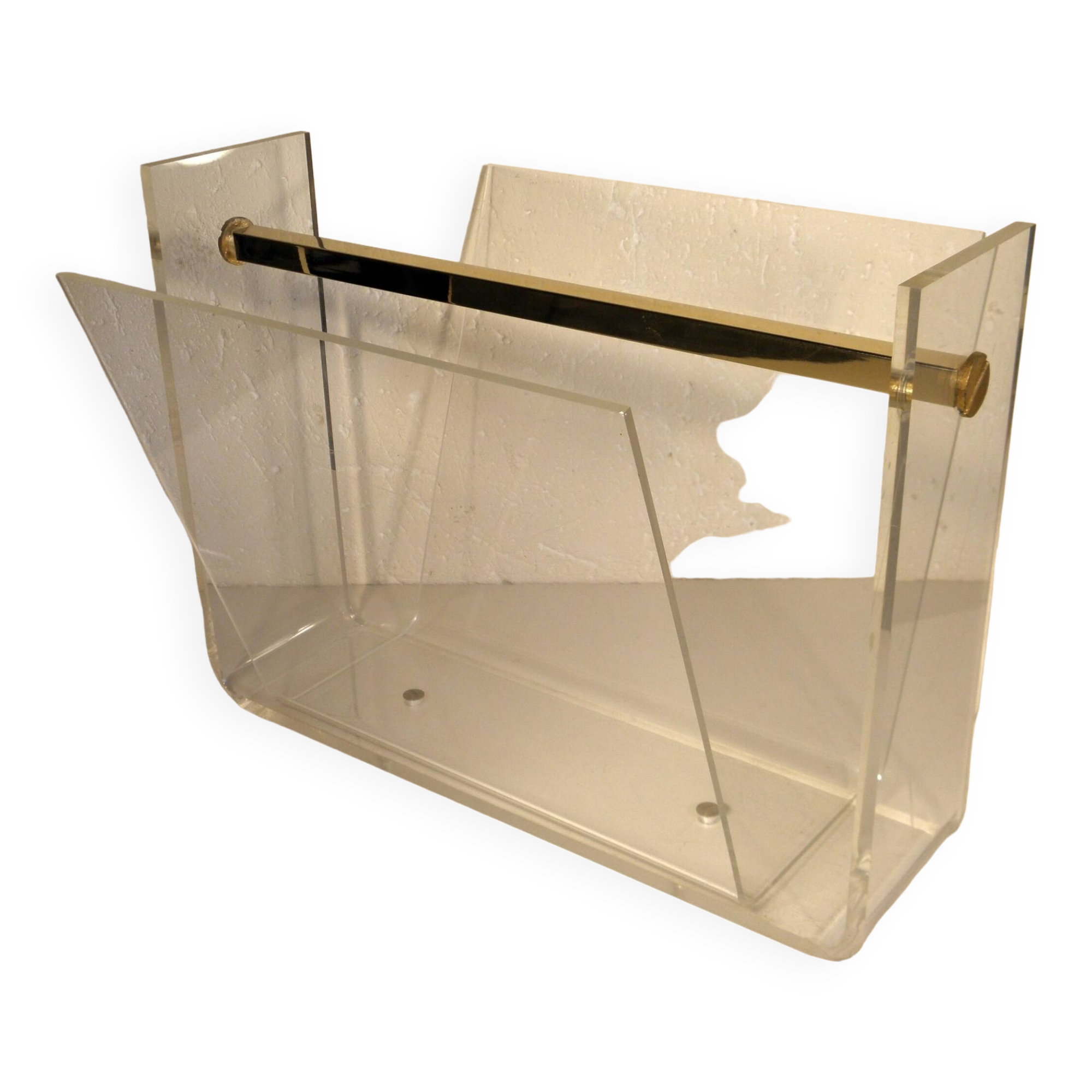 Plexiglass and metal dore magazine holders