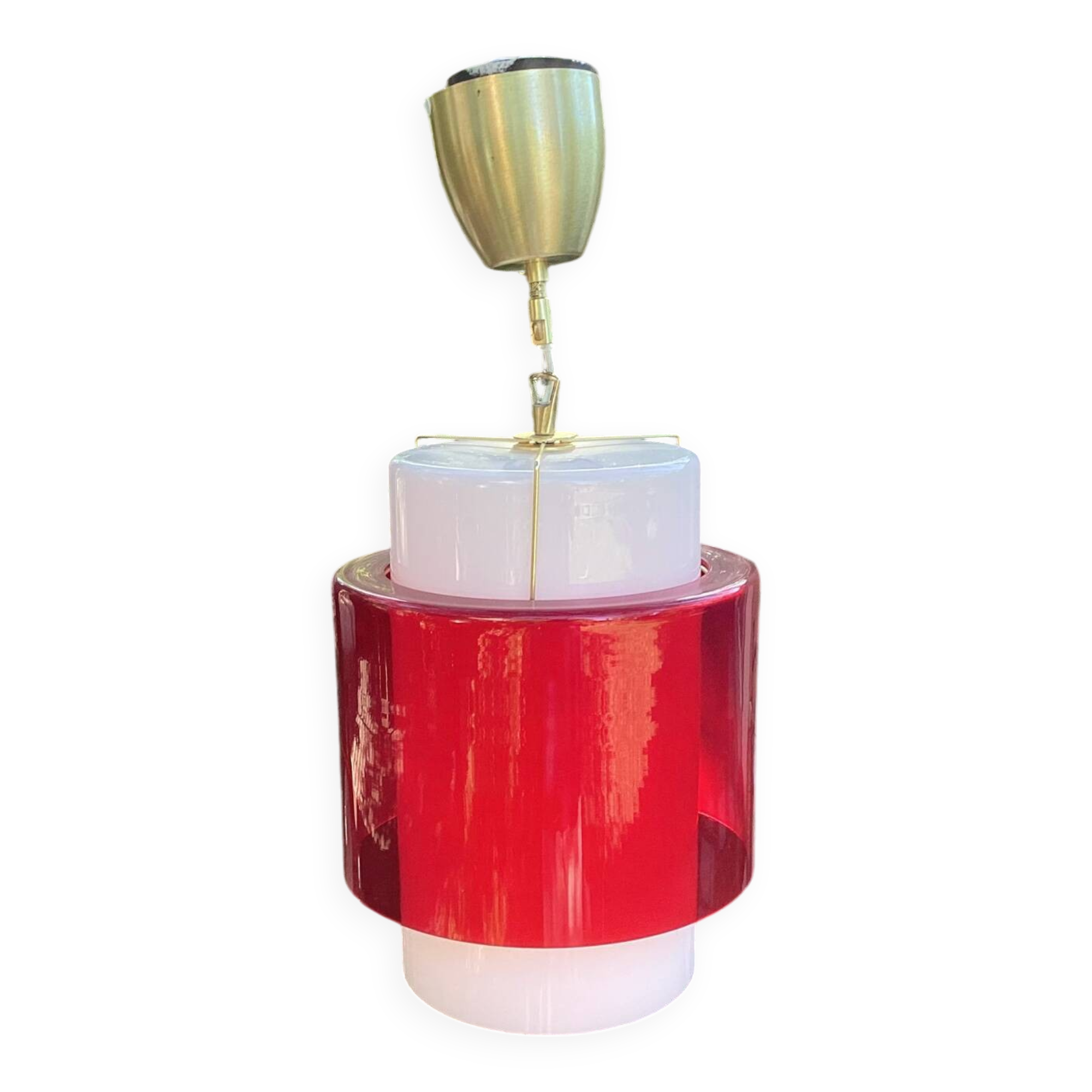 Red and white glass chandelier