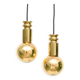 Pair of golden lamps, Denmark, 1950s