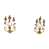 Pair of four-light gilded iron wall lamps 30 x 46 cm