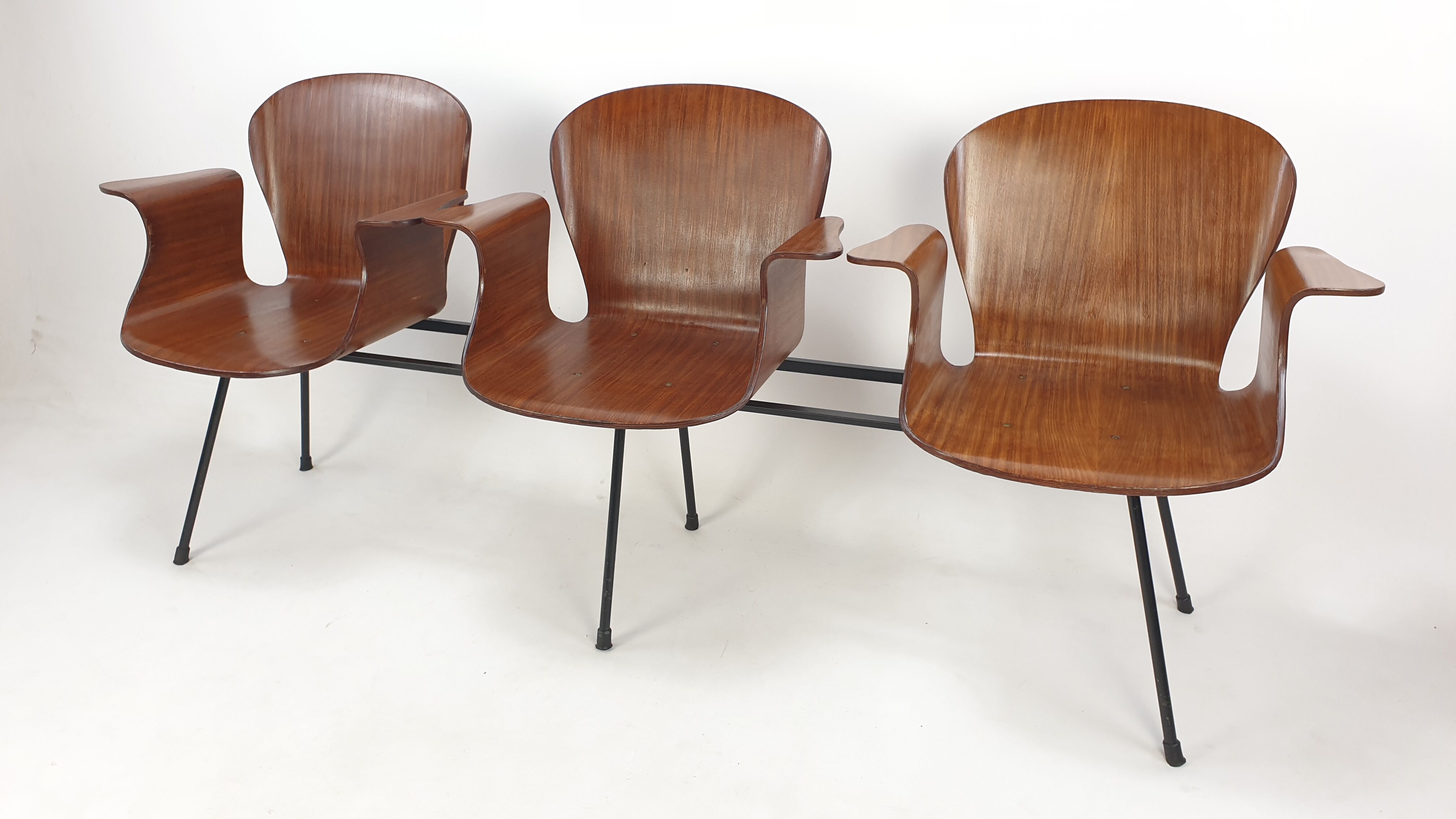 Mid Century Italian 3-seat Bench by Carlo Ratti, 50's