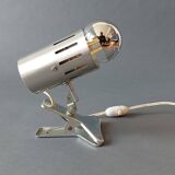 Vintage 1960 brushed aluminum clamp spotlight.