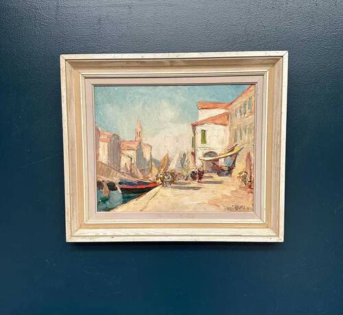 Original Swedish Oil on Panel – “Venice” by Knut Norman – Signed – Vintage