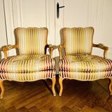 Pair of Roche Bobois cabriolet armchairs with "Queen's back"