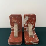 Pair of Art Deco Red Marble Bookends