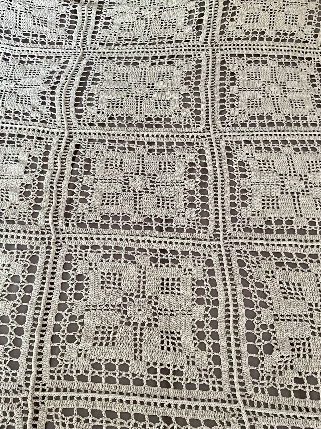 Vintage handmade crochet bedspread