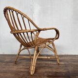 Bohemian armchair shabby chic rattan 1950