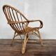 Fauteuil bohème shabby chic en rotin bambou 1950