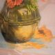 Bouquet of anemones in a copper vase