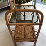 Rattan and caning side table