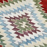 5x8 Geometric Wine Red Blue Vintage Rug, 144x241Cm
