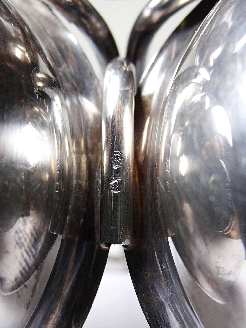 Small display stand with 3 vintage silver-plated metal bowls in Art Deco style